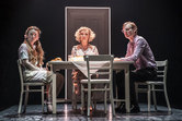 Laurie Ogden (Sis), Charlie Brooks (Ursula) and Trevor Fox (Dad) in The Ocean at the End of the Lane. Credit Pamela Raith.jpg 