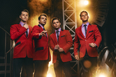 LtoR Adam Bailey, Luke Suri, Ben Yates and Karl James Wilson in JERSEY BOYS  - Matt Crockett